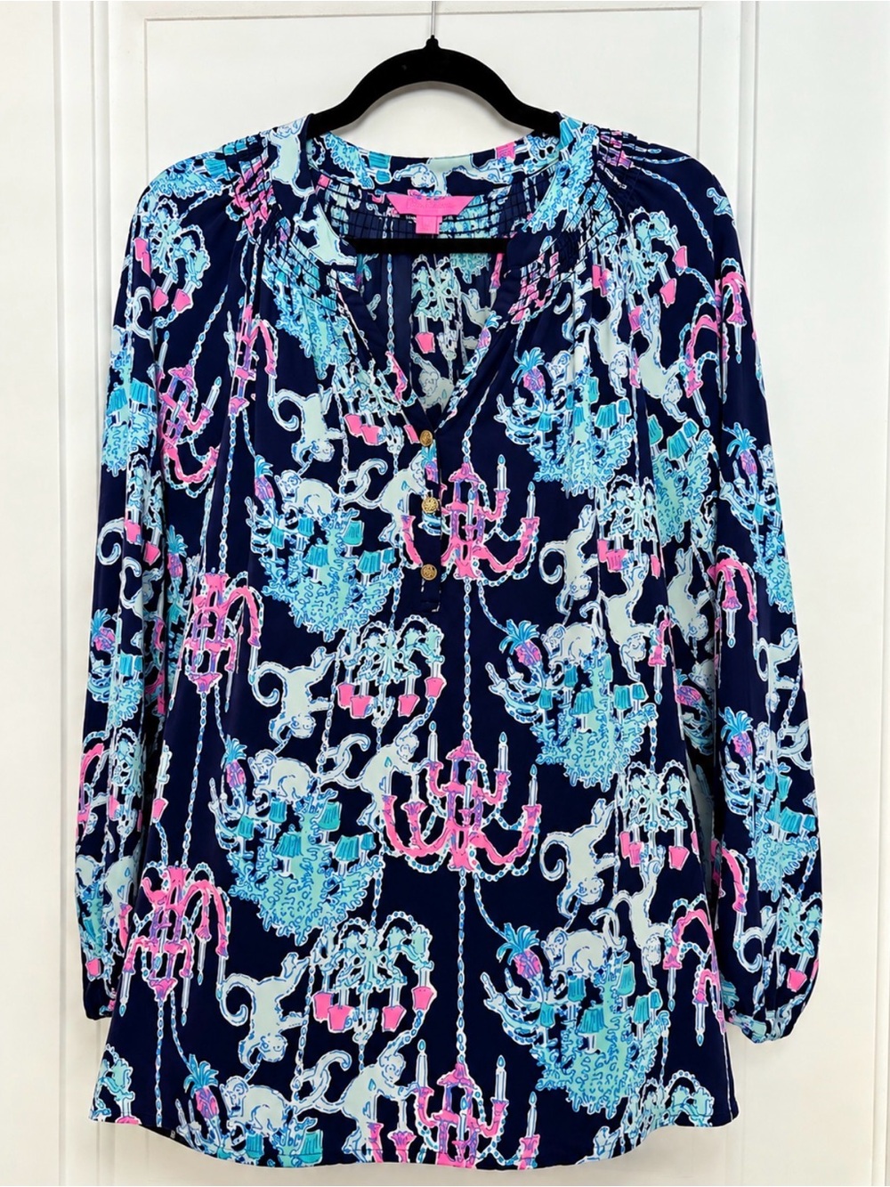 Lilly Pulitzer Elsa - Navy Chandelier-Print Tunic